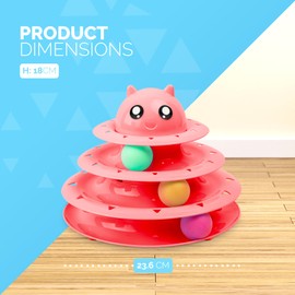 FurDreams Cat Roller Ball Toy Interactive - Blue, 3 Tier Tower Fun Cat Ball Track Toy with 3 Colour Balls, 3 Level Cat Teaser Toy with Cat Play Balls, Kitten Fun Puzzle Toy for Exercise & Stimulation