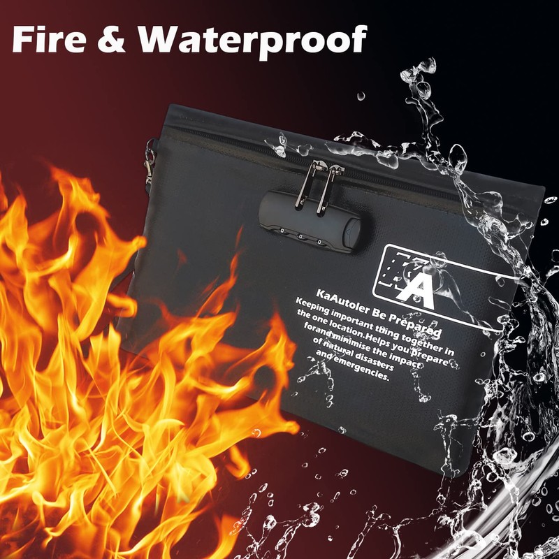 Fireproof Money Bag with Lock KaAutoler Fireproof and Waterproof Cash
