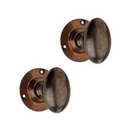 Infinity Decor Victorian Oval Mortice Door knob with Escutcheons/Privacy - Antique Brass (Door knob Only)