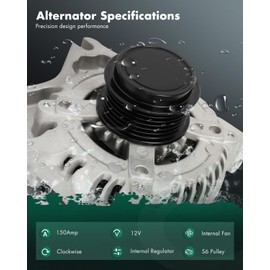SCITOO SCITOO Alternator Fit for Ford Mustang 2009-2010 4.6L, Manual Transmission - 12V 150Amp CW S6 Pulley Class, Replace OE 11526 104210-5840 TN104210-5840 9R3Z-10346-B 2101200 AL7787X 9R3T10300BA