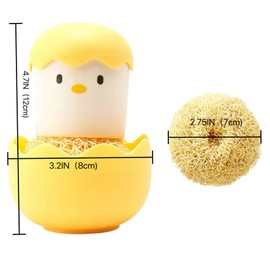Chicken Egg Mini Dish Brush Set with Drip Tray[3 Replacement Brushes],Kitchen Dish Brush with Handle,Cleaning Brush for Plates, Pans, Pots, Sink