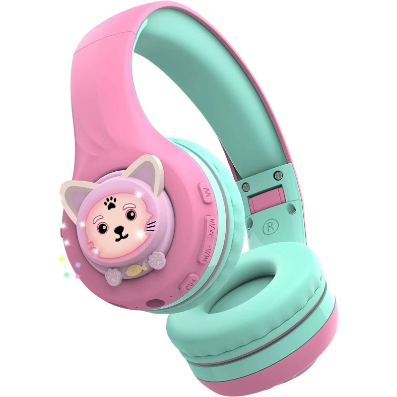 Riwbox Baosilon Cat Kids Headphones LED Light Volume Limited Bluetooth