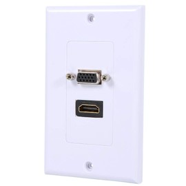 Yoidesu Panel de Pared Socket Enchufe de Pared Doble Puerto 2 en 1 HDMI Hembra +VGA Hembra AV Salida de Pared Socket de Video Cara Placa de Conector