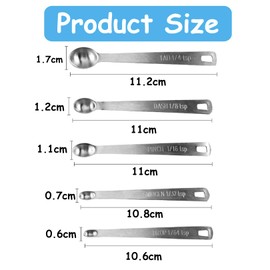5 Pcs Mini Stainless Steel Measuring Spoons Set,Premium Stainless Steel Measuring Spoon Set of Five,Metal Weighing Stainless Steel Measuring Spoons for Baking, Measuring Tools, Cooking