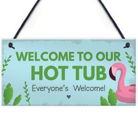 RED OCEAN Hot Tub Sign Hanging Novelty Garden Plaque Shed Party Pool Funny Gift Sign