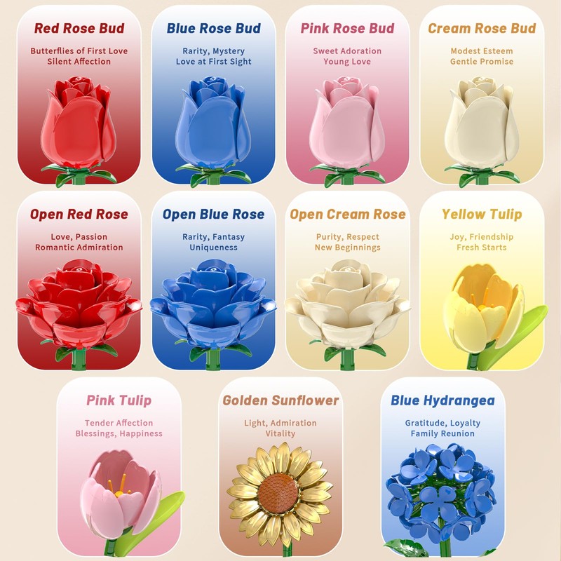 LYNGVA SAIRO Pink Tulip Flower Blooms Building Set for Teens