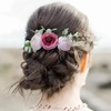 Fangsen Silver Wedding Pink Rose Flower Hair Comb Bridal Flower