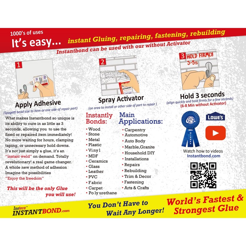Instantbond CA Glue with Activator All Industries Large - Clear