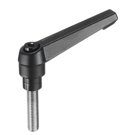 sourcing map Adjustable Clamping Lever Handle M8 x 30mm Metric 304 Stainless Steel Male Threaded Stud Hand Knobs Push Button Ratchet Rotating Screw Handles Bolts with Locking Lever Black