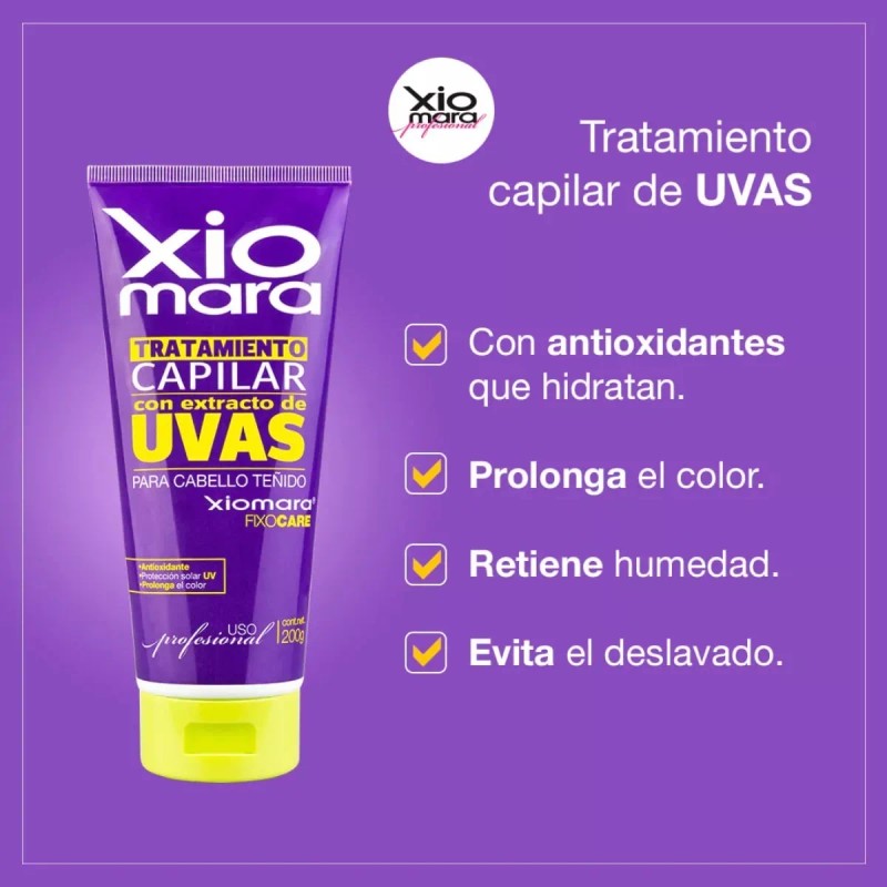 Xiomara Tratamiento Extracto Uva Cabello Teñido 200g 12 Pz