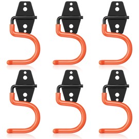 HUPBIPY 6 Pack Garage Hooks(S Hook), Garden Tool Organizer Wall Mount Garage Organizers and Storage with Heavy Duty Hooks Tool Hangers for Garage Wall, Shed, Garden (Orange S Hook, S Hook)