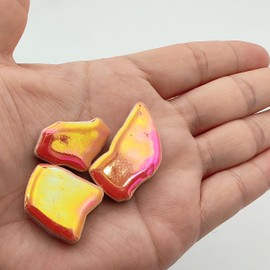 500g Irregular Ceramic Mosaic Tiles 2-4cm Mosaic Stones for DIY Mosaic Making Crafts Hobby Art Home Decor Wall Decoration (Iridescent Tangerine)