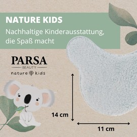 PARSA Beauty Nature Kids Microfibre Pads in Koala Shape Made from Recycled Oeko-Tex® Microfibre (2 Pieces Blue) - Microfibre Facial Cleansing Pad for Children for Gentle Cleaning with Water Only