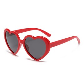 YooThink Polarized Heart Shaped Sunglasses for Women, Oversized Vintage Fashion Eyewear (Red)