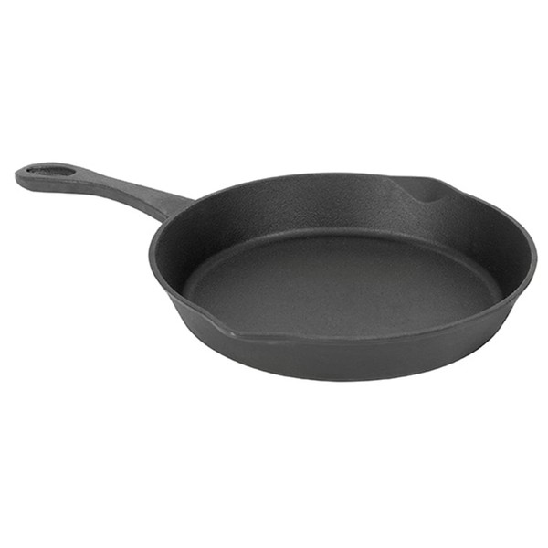 Bayou Classic 7430 8-in Cast Iron Skillet Features Pour Spouts