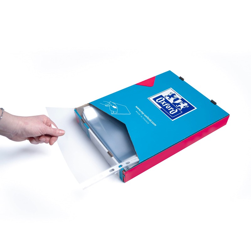 OXFORD Box of 100 Perforated Sleeves A4 Polypro Grained Thickness