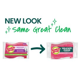 Scotch-Brite Gentle Clean Delicate Scrub Sponges, For Washing Dishes and Cleaning Kitchen, 3 Scrub Sponges