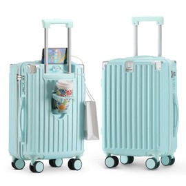 20 Inch Carry on Luggage Carry-on with Cup Holder & USB Port, Hardside Smart Luggage with Airline Approved TSA Lock, Aluminum carryon luggage 22 x 14 x 9 airline approved 360° Spinner Double Wheels