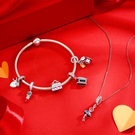 NINGAN Sterling Silver 925 Lucky and Loving Pearl Jewellery Shiny Camera Lucky Cube Clover Suspension Arm Suitable for Women's Bracelet Necklace, Cubic Zirconia, Cubic Zirconia