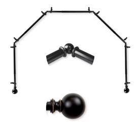 A&F Rod Décor - Cleo 13/16" 5-Sided Bay Window Curtain Rod 28-48 inch (each side) - Black