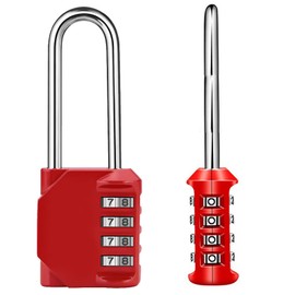 2.6 Inch Long Shackle Combination Padlock, 4 Digit Resettable Outdoor Waterproof Padlock, Combo Lock for School, Gym,Sports, Employee Locker, Fence, Gate,Toolbox, Case, Hasp Storage