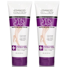 Advanced Clinicals Vein Care- Eliminate The Appearance of Varicose Veins. Spider Veins. Guaranteed Results! (Two - 8oz)