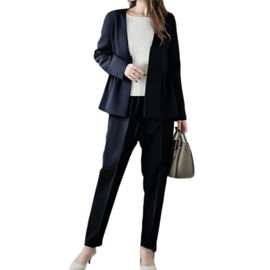 Yucahype Women's Top and Bottom Set, Long Sleeve, Tapered Pants, Jacket, Pants Suit, Formal, Feminine, Stylish, Clean, Body Cover, 20's, 30's, 40's, 50's, School Entrance Ceremonies, Graduation