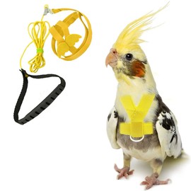 FORZENA Birds Adjustable Harness and Leash, Parrot Outdoor Flying Training Traction Rope Straps with Cute Wing for Small Animal Birds, Parrots, Pigeons, Lizard, Turtles (L,Yellow)