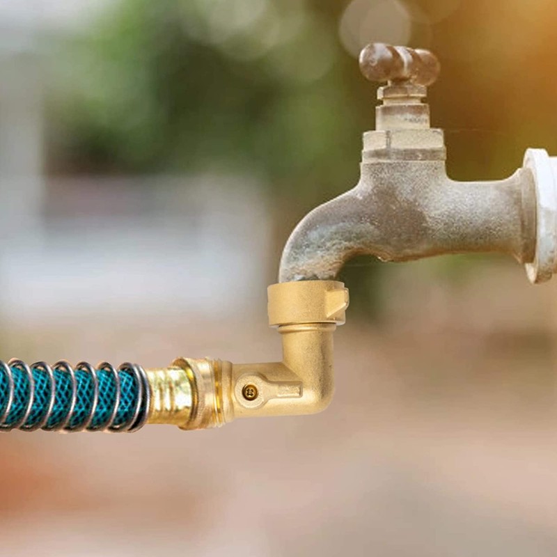 Xiny Tool 90 Degree Garden Hose Adapter with Shut Off