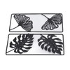 2pcs Leaf Statue Black Style Embossed Design Metal Material Decorative