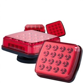 DeKe Wireless LED Rechargeable Emergency Strobe Light Kit with Magnetic Installation for Vehicles & Trucks (Red)Type: Red