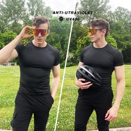 TOUTSEUL Polarized Sports Sunglasses for Men Women Sunglasses for Cycling Baseball Running with UV Protection/5 Lenses (Red)