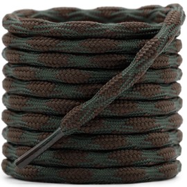 DELELE 2 Pair Round Wave Shape Non Slip Heavy Duty and Durable Outdoor Climbing Shoelaces Dark Green&Coffee Hiking Shoe Laces Shoestrings-43 inch