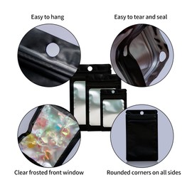 Funnyleaf Paquete de 300 Bolsas Holográficas de Mylar Resellables de 3 Tamaños, Bolsas de Almacenamiento de Alimentos A Prueba de Olores con Ventana Frontal, Bolsa de Embalaje para Galletas, Muestra D