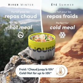 monbento - MB Element The Journey Insulated Bento Lunch Box - Insulated Lunch Box that Keeps Meals Hot/Cold - Ideal Lunch Box for Work/Hiking/Outdoor - BPA Free - Yellow Metal