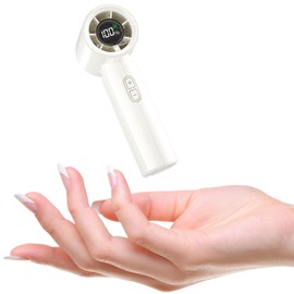 HandFan Ultra-Mini Handheld Fan – 20,000RPM, 20ft/s Max Airflow, 100-Speed, 4000mAh, Digital Display, Double-Click Start, Pocket-Sized(White)