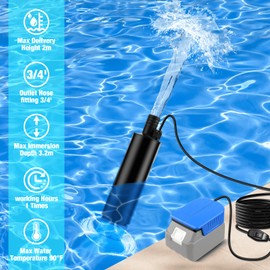 Cordless Submersible Water/oil Pump Adapter Compatible with Makita 18V Battery, 120W 12V Water Transfer Pump, Oil Gun,Portable Electric Pool Cover Pump w/ 16ft Cord