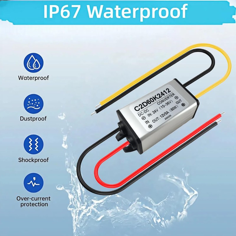 Voltage Converter 24 V to 12 V 5 A, DC