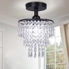 FRIXCHUR Small Crystal Chandelier Flush Mount Ceiling Light 3 Tiers