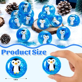 LBSXQGS 16Pcs Penguin Bouncy Balls, Sea Creature Bounce Balls, Silica Gel Balls for Birthday Party Favors Indoor Toy Game Gift for Christmas