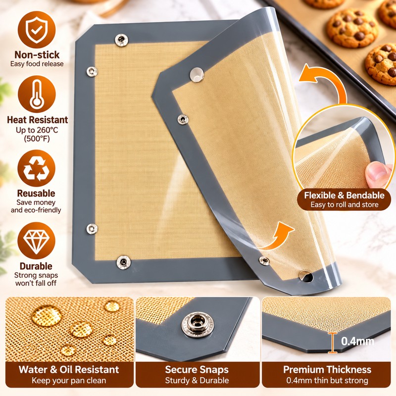 Reusable Silicone Baking Mat for Oven Cooking – Nonstick Foldable
