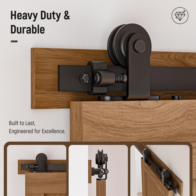 CCJH 6.6FT Sliding Barn Door Hardware Kit, Heavy Duty, Smoothly