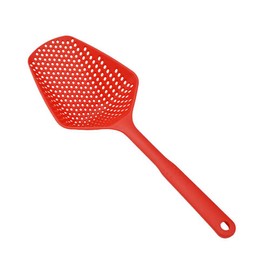 Strainer Scoop Strainer Food Strainer Drain Water Scoop with Handle Kitchen Tool for Water Leaking, Cooking, Baking (Red)