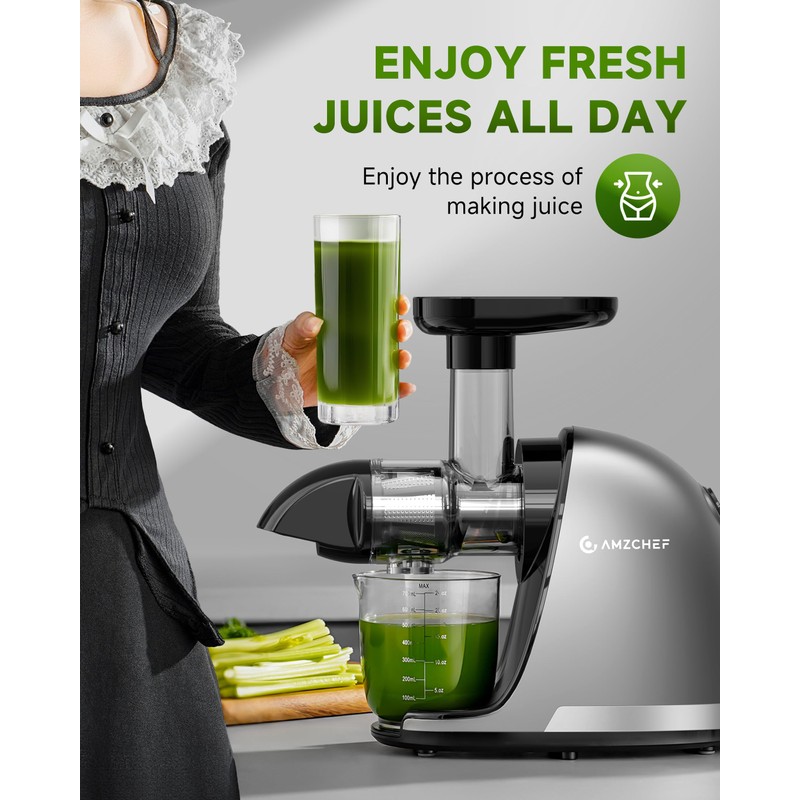 AMZCHEF Cold Press Masticating Juicer Machine - 90% Yield Reverse