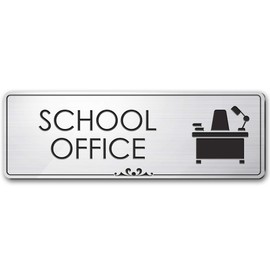 School Office Wall Sign School Office Wall Decor, Brushed Silver, Engraved, 3" x 9", Fade Resistance, Indoor/Outdoor Use, USA MADE By My Sign Center