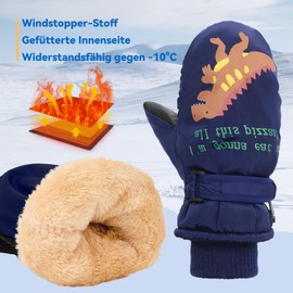 PONCEAU Mittens Children's Waterproof Gloves Ski Gloves Snow Gloves for 2-10 Years Girls Boys Winter Gloves PU Palm Windproof Warm Fleece Skiing Snowboard Riding Running