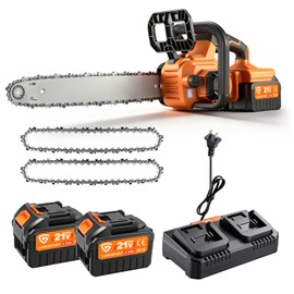 GEARPASS 42V 16-Inch Cordless Chainsaw with 2x 4.5Ah Battery & Dual Fast Charger, Brushless Electric Chain Saw, Tool-Free Tensioning, Auto Oiling, Chain Brake, for Tree Wood Cutting Yard Work