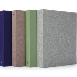 Chuangdi 4 Pcs 3 Ring Binder with Linen Cover 1.25 inch Durable Round Rings Binder for 8.5 x 11 Inch Paper Letter Size for School Office and Home, 4 Colors