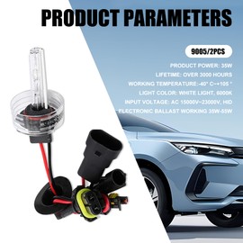 Slykew 2 PCS Car Lighting Bulbs Replacemens, Super Bright Waterproof Vehicle Light, Universal Durable Automotive Exterior Light Accessories for Truck SUV Car (White Light #9005)