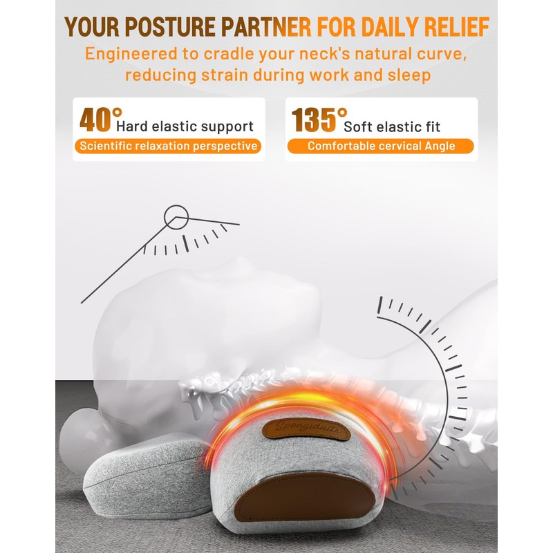 Spongiduits 3-in-1 Neck Massager Pillow,Massage Neck Hump - Heating, Vibration,